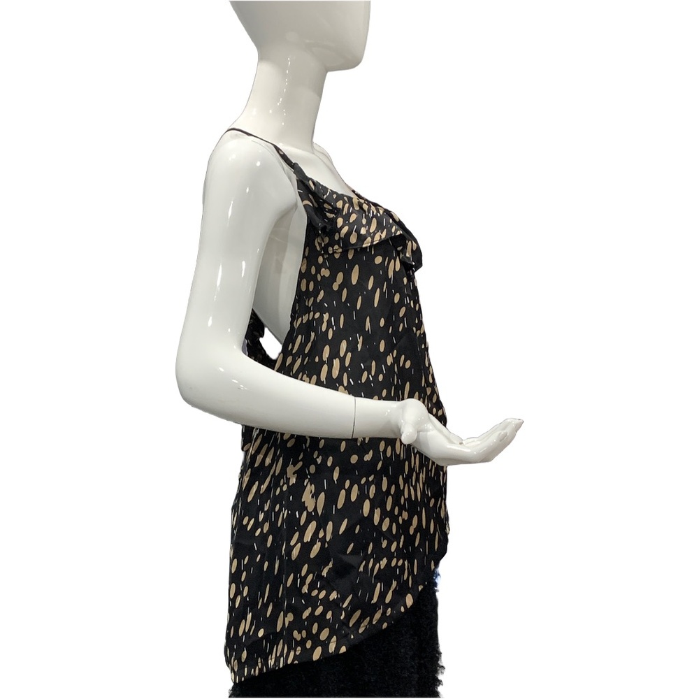 Black Tan Ruffle Racerback Tank Top Flowy Camisole One Size - Picture 11 of 15